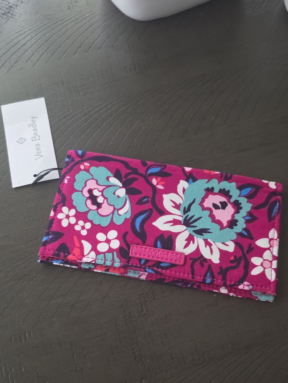 Vera Bradley Quilted Floral Wallet - Fuchsia Turquoise